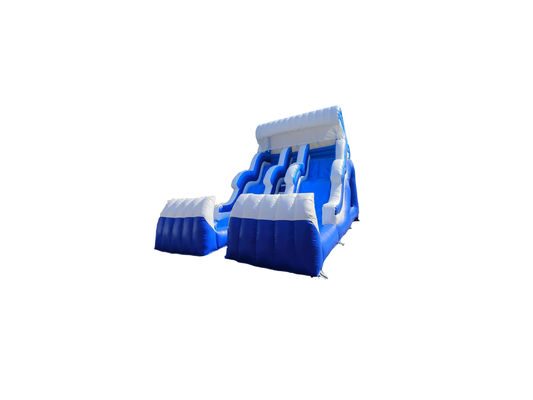 Ondate Acqua Due Slide gonfiabili Bianco E Blu Con Due Piscine