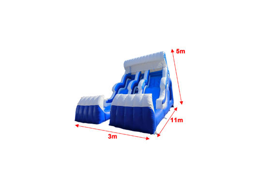 Ondate Acqua Due Slide gonfiabili Bianco E Blu Con Due Piscine