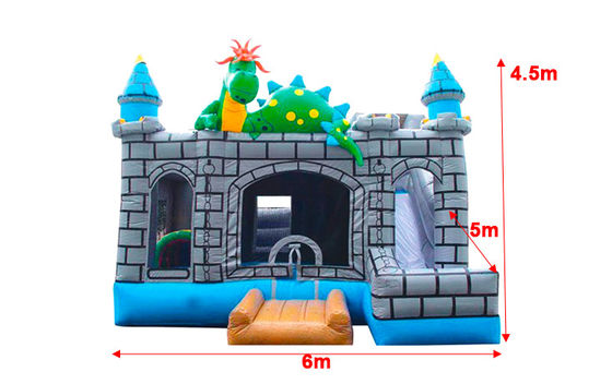 Casa gonfiabile di dinosauro con castello per bambini