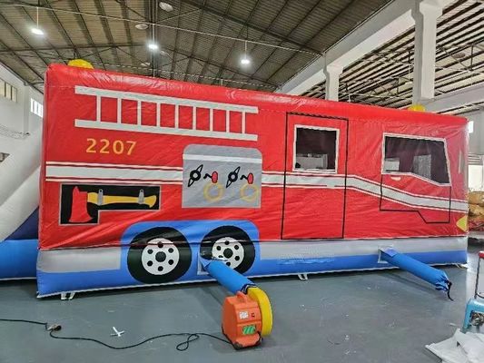 Auto gonfiabile rosso e blu Casa rimbalzata Camion dei pompieri Castello salto