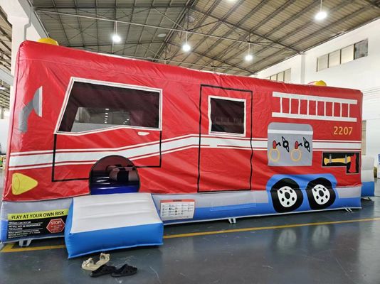 Auto gonfiabile rosso e blu Casa rimbalzata Camion dei pompieri Castello salto