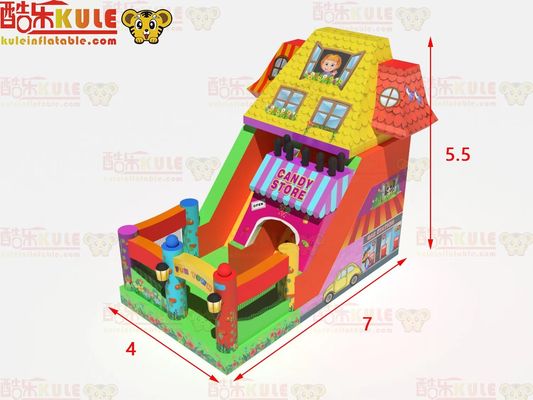 Parco divertimento scivoli gonfiabili secchi con tema negozio di caramelle