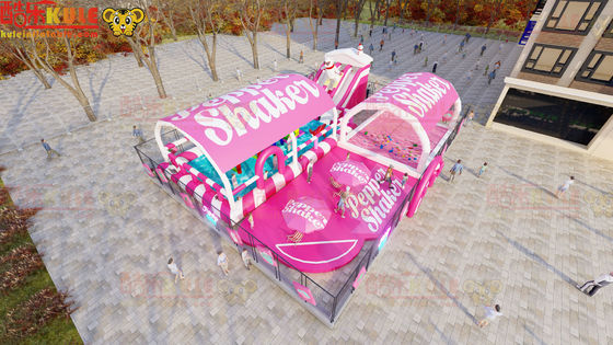 Parco giochi d'acqua gonfiabile di colore rosa 20*15m per la sensazione estiva