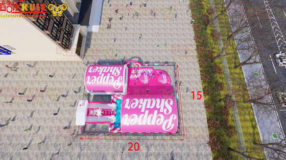 Parco giochi d'acqua gonfiabile di colore rosa 20*15m per la sensazione estiva