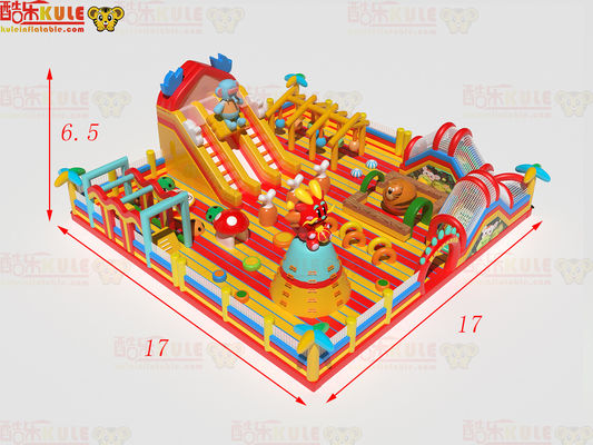 Castello gonfiabile a rimbalzo con scivoli da salto ostacolo per bambini