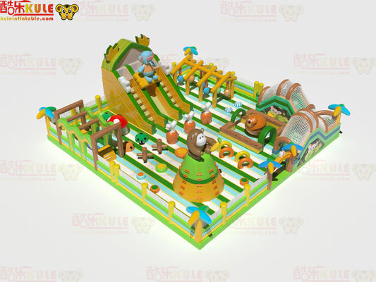 Parco di divertimento gonfiabile in stile verde con scivoli per bambini