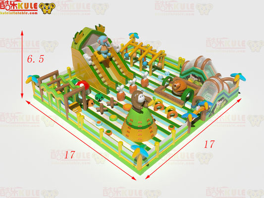 Parco di divertimento gonfiabile in stile verde con scivoli per bambini