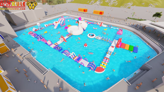 Rainbow Inflatabili ostacoli idrici impermeabili commerciale per il parco