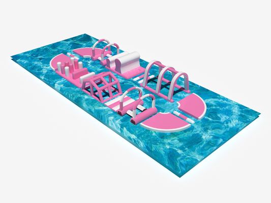 Corso di ostacoli d'acqua gonfiabile rosa Parco esterno per l' estate