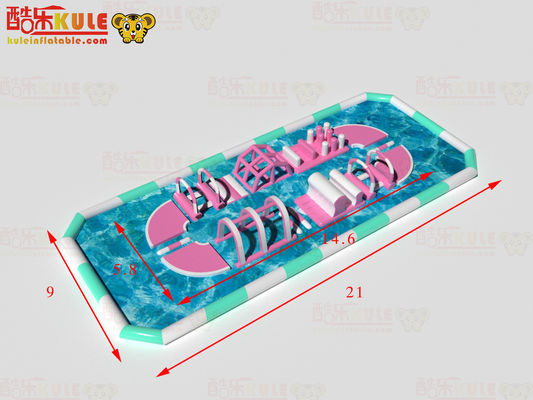 Corso di ostacoli d'acqua gonfiabile rosa Parco esterno per l' estate