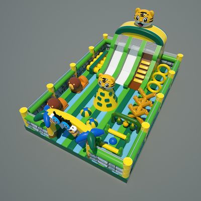 Tiger Castle Inflatabile Bounce House Parco giochi (verde e giallo)