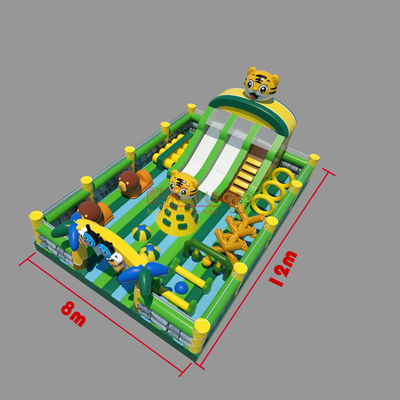 Tiger Castle Inflatabile Bounce House Parco giochi (verde e giallo)