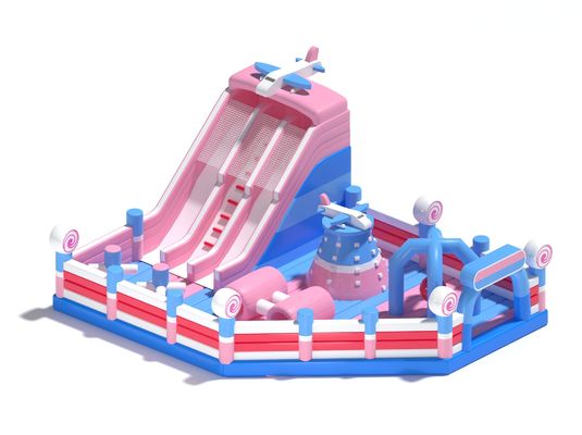Bambini gonfiabile piccolo castello rimbalzante rosa blu con diapositive