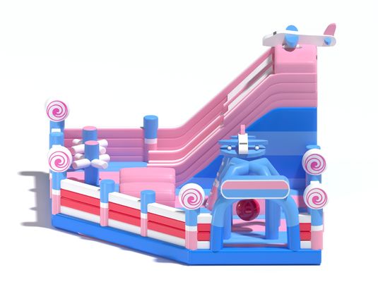 Bambini gonfiabile piccolo castello rimbalzante rosa blu con diapositive