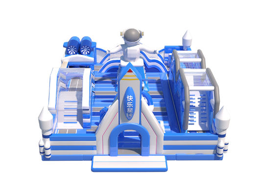 Parco giochi in bambusa in PVC Casa gonfiabile blu bianco per bambini