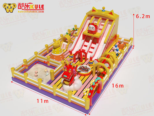 Cina Dragone Leone Inflatabile Castello Balzo Con Scivoli E Piscina Di Sabbia