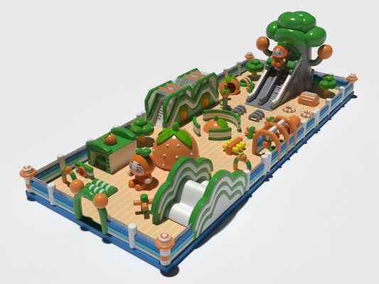 Parco giochi per bambini Castelli gonfiabili saltuari Verde Arancione 28*11*7,3m