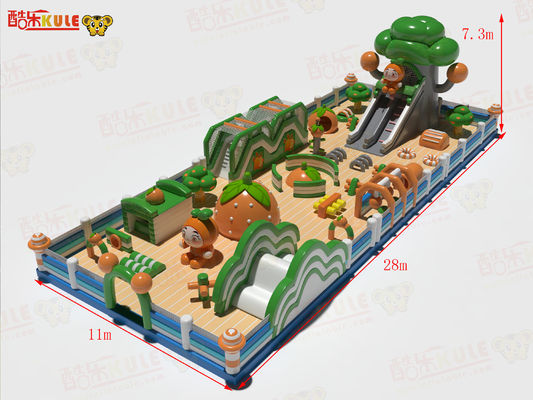 Parco giochi per bambini Castelli gonfiabili saltuari Verde Arancione 28*11*7,3m