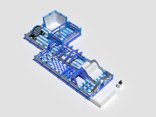 PVC Commercial Inflatable Obstacles Corso Blu e Bianco Personalizzato