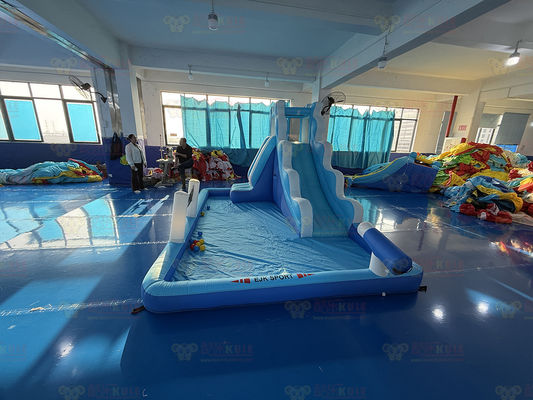 Polyester Oxford Slide d'acqua blu gonfiabile con palle d'oceano per bambini Parco divertimento