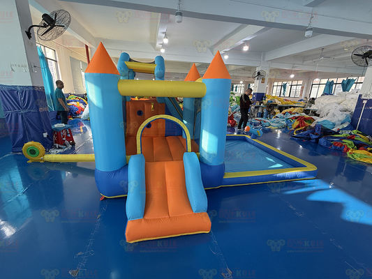 Polyester Oxford gonfiabile blu e arancione scivolo d'acqua per bambini parco divertimento