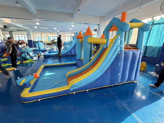 Polyester Oxford gonfiabile blu e arancione scivolo d'acqua per bambini parco divertimento