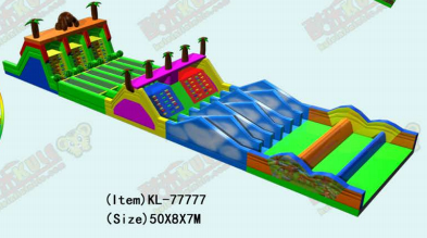Vivido e di colori vivaci Gioco a ostacoli gonfiabile Aventura Gioia