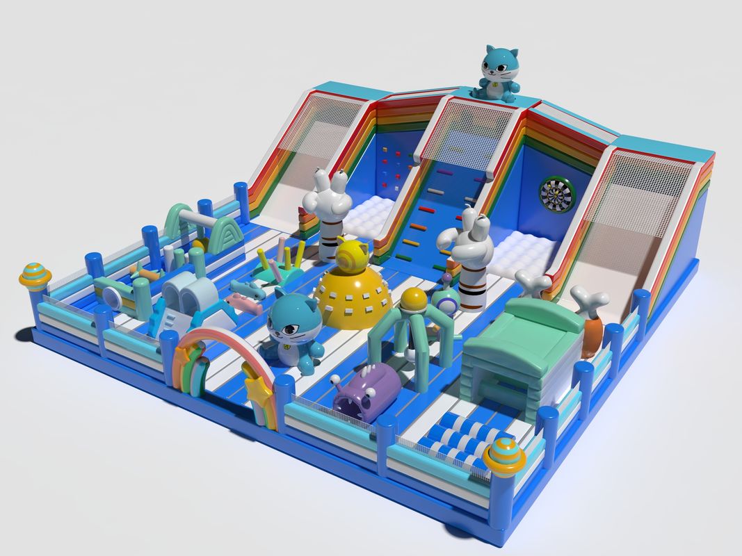 Parco Gatti Bambini gonfiabile Castello Balzo Blu Bianco colore personalizzato