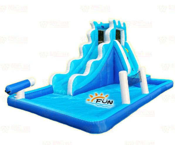 Polyester Oxford Slide d'acqua blu gonfiabile con palle d'oceano per bambini Parco divertimento