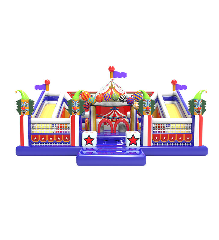Circo gonfiabile colorato - Area giochi ispirata Zona di divertimento di carnevale con diapositive